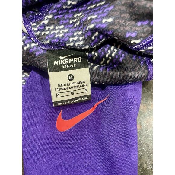 NIKE PRO DRIFIT SHIRT HYPERWARM TURTLENECK PURPLE BLACK GRID SZ M ATHLETIC CORE - Picture 3 of 11